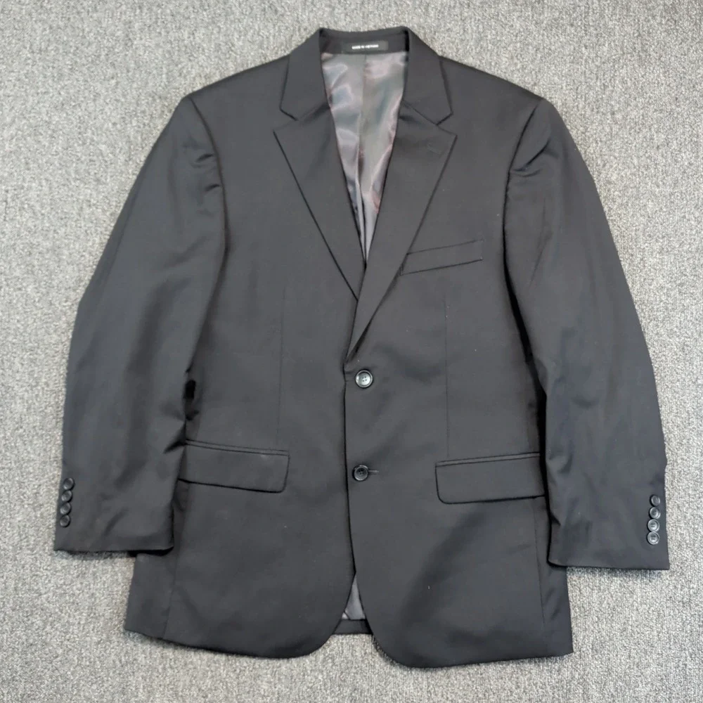 Awearness Kenneth Cole Modern Slim Fit Suit Set 42R Black Wool Professional